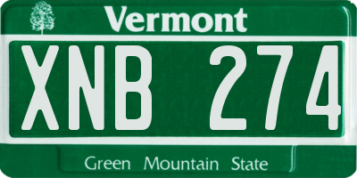 VT license plate XNB274