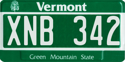 VT license plate XNB342