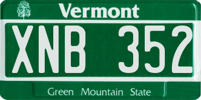 VT license plate XNB352