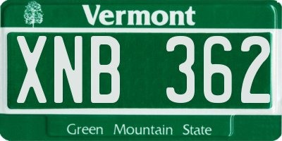 VT license plate XNB362
