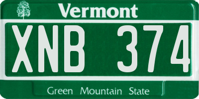 VT license plate XNB374