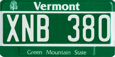 VT license plate XNB380