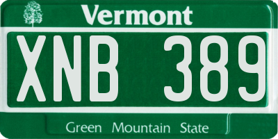 VT license plate XNB389