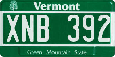 VT license plate XNB392