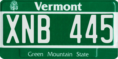VT license plate XNB445