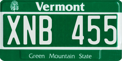 VT license plate XNB455
