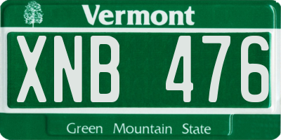 VT license plate XNB476