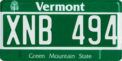 VT license plate XNB494