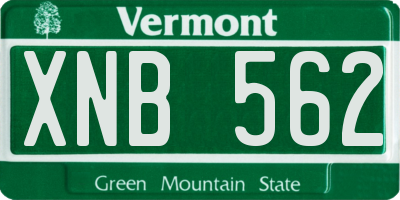 VT license plate XNB562