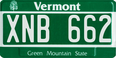 VT license plate XNB662