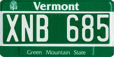 VT license plate XNB685