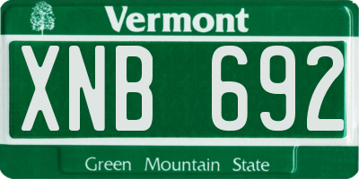 VT license plate XNB692