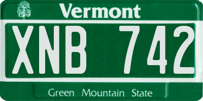 VT license plate XNB742