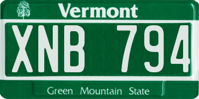 VT license plate XNB794
