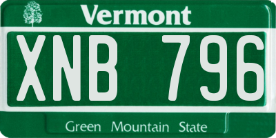 VT license plate XNB796