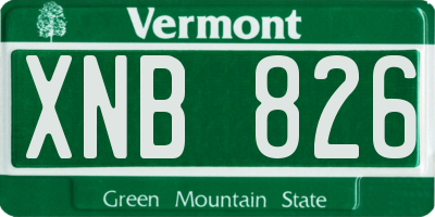 VT license plate XNB826
