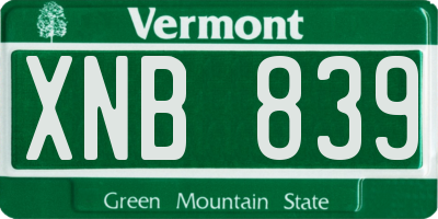 VT license plate XNB839