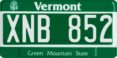 VT license plate XNB852