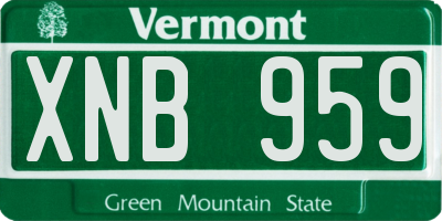VT license plate XNB959