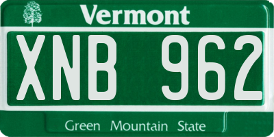 VT license plate XNB962