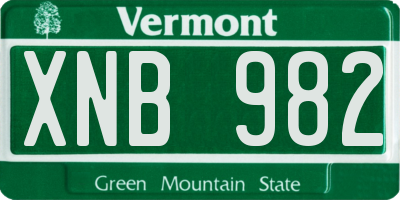 VT license plate XNB982