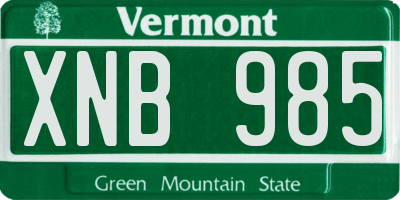 VT license plate XNB985