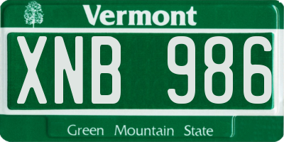 VT license plate XNB986