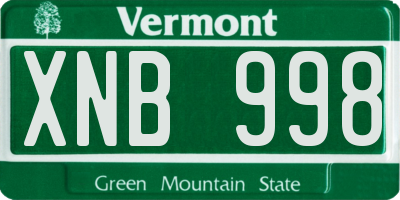 VT license plate XNB998