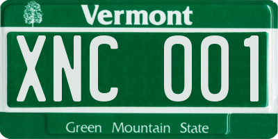 VT license plate XNC001