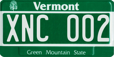VT license plate XNC002