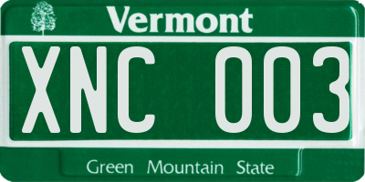 VT license plate XNC003