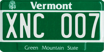 VT license plate XNC007