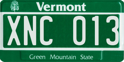 VT license plate XNC013