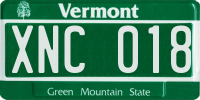 VT license plate XNC018