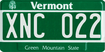 VT license plate XNC022