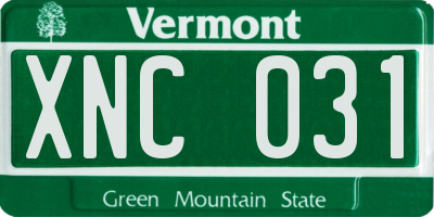 VT license plate XNC031
