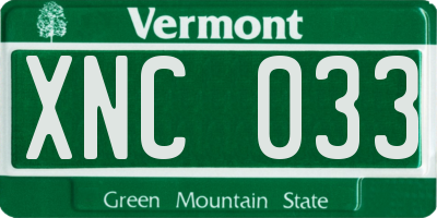 VT license plate XNC033