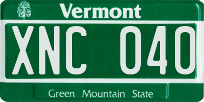 VT license plate XNC040