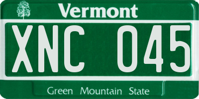 VT license plate XNC045