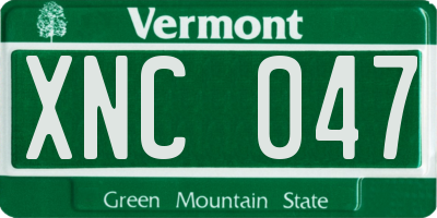 VT license plate XNC047