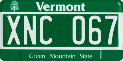 VT license plate XNC067