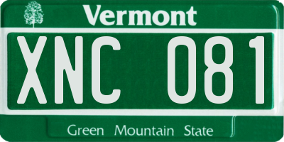 VT license plate XNC081