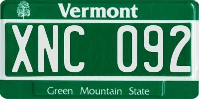 VT license plate XNC092