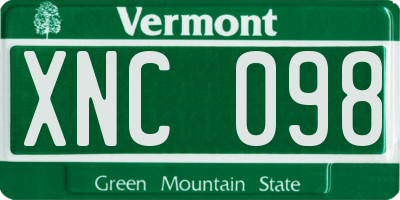VT license plate XNC098