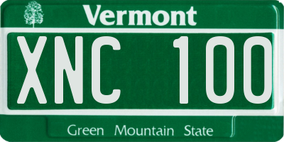 VT license plate XNC100