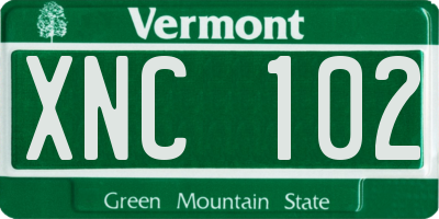 VT license plate XNC102
