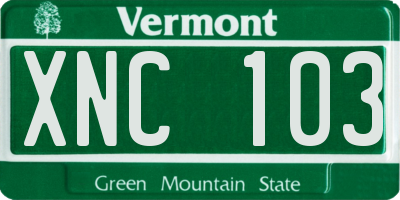 VT license plate XNC103