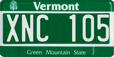 VT license plate XNC105
