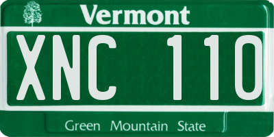 VT license plate XNC110