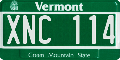 VT license plate XNC114